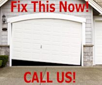 Broken Garage Door - Rollers Off Track